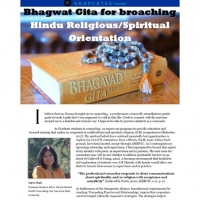 image of newsletter article by Sapna Singh. Image of book with beads on top, text below, and small photo of Sapna Singh smiling, medium dark hair and dark skin
