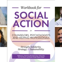 image of book cover in center surrounded by photos of white woman, South Asian woman, Black man, and AfroCaribbean Latino man